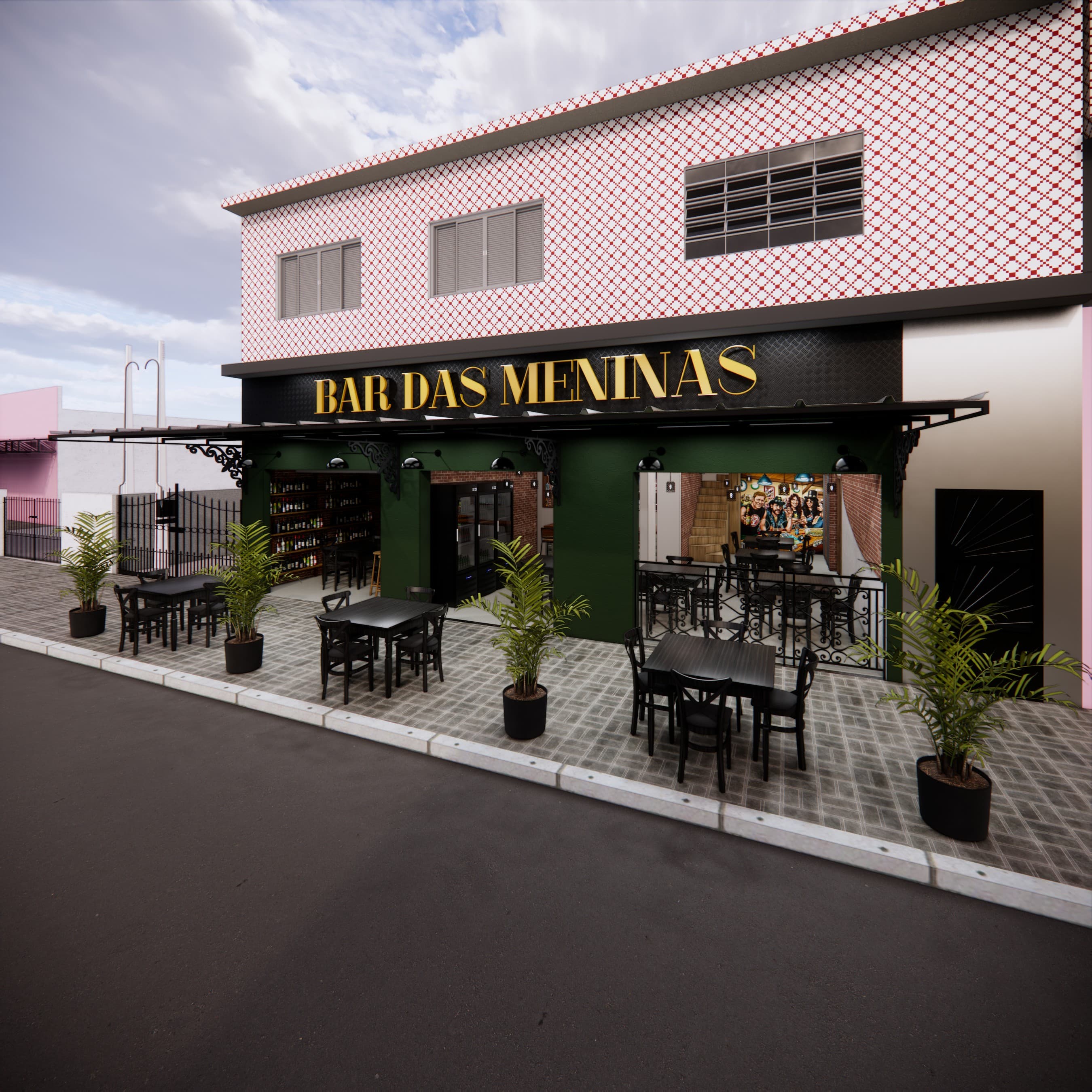 Construção e execução completa de fachada e deck - Bar das Meninas